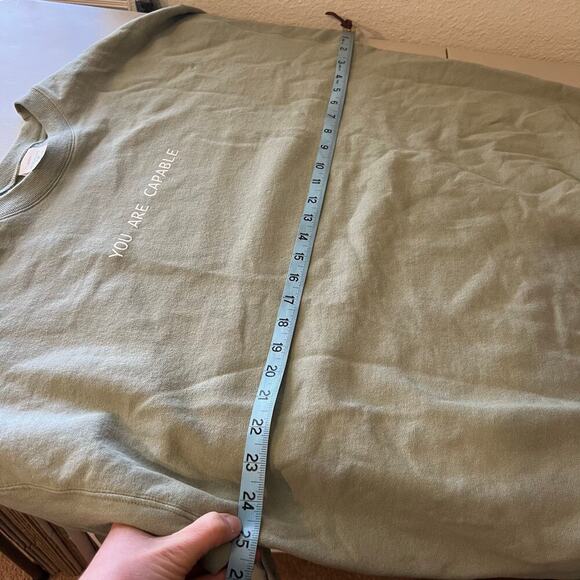 Hanes You Are Capable Sage Green Recycled Oversized Crewneck Sweatshirt Size XL - Picture 8 of 11
